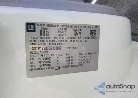 2012 GMC Sierra 1500 Sle из США, поврежденный, VIN 3GTP1VE03CG188062